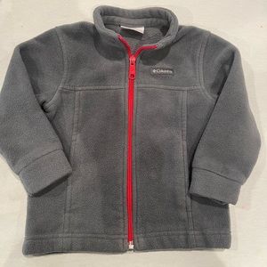 Toddler gray fleece jacket with red zipper size 18-24months